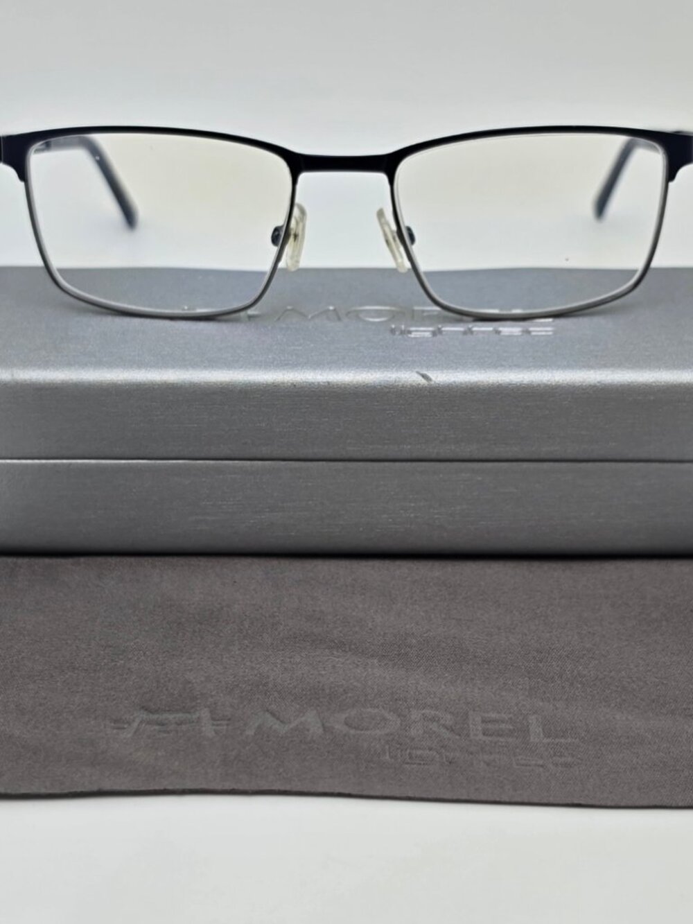 Morel 30281L BG10 Blue Silver Eyeglasses Frame w/ Flexhinge and Case France 50mm